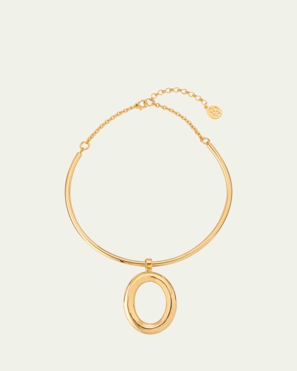 24K Gold Plated Collar with Open Oval